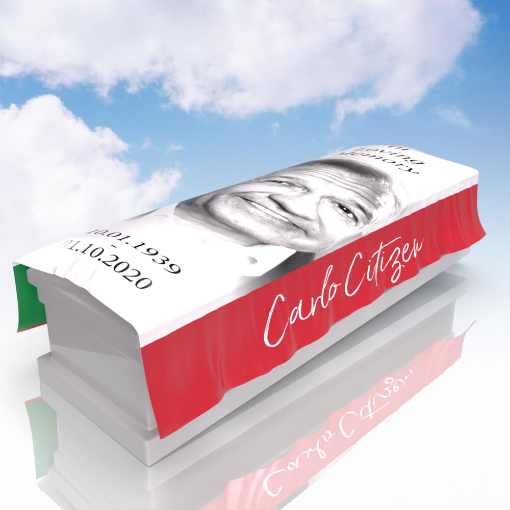 Personalised Italian Flag Coffin Cover