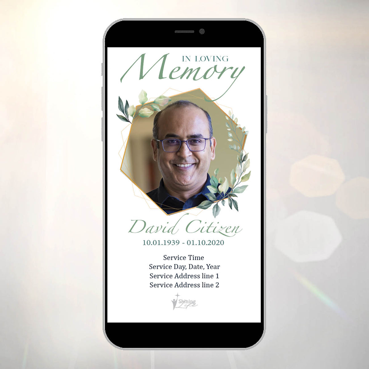 Contemporary Digital Invitation Tribute 1 – Shining Life - Memories are ...