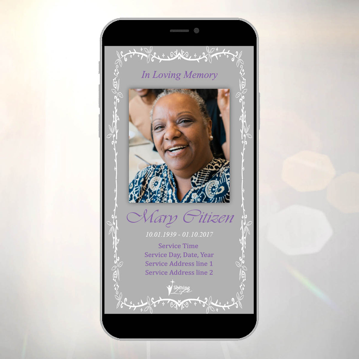 Traditional Digital Invitation Tribute 10 – Shining Life - Memories are ...