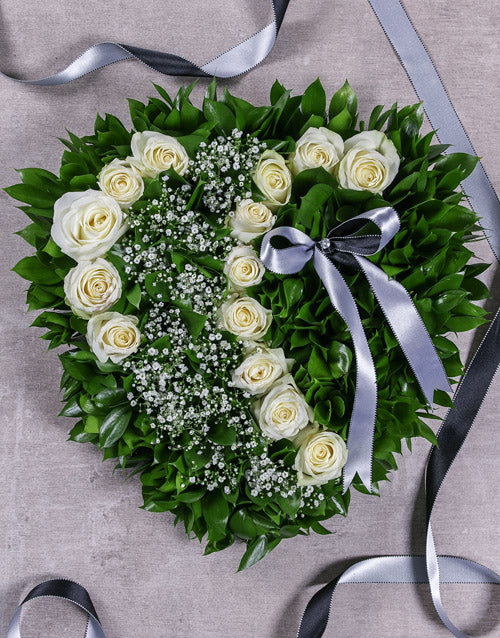 White Rose Funeral Heart