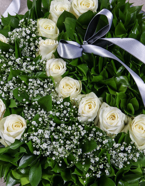 White Rose Funeral Heart