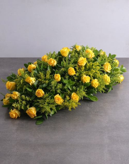 Yellow Roses Sympathy Arrangement